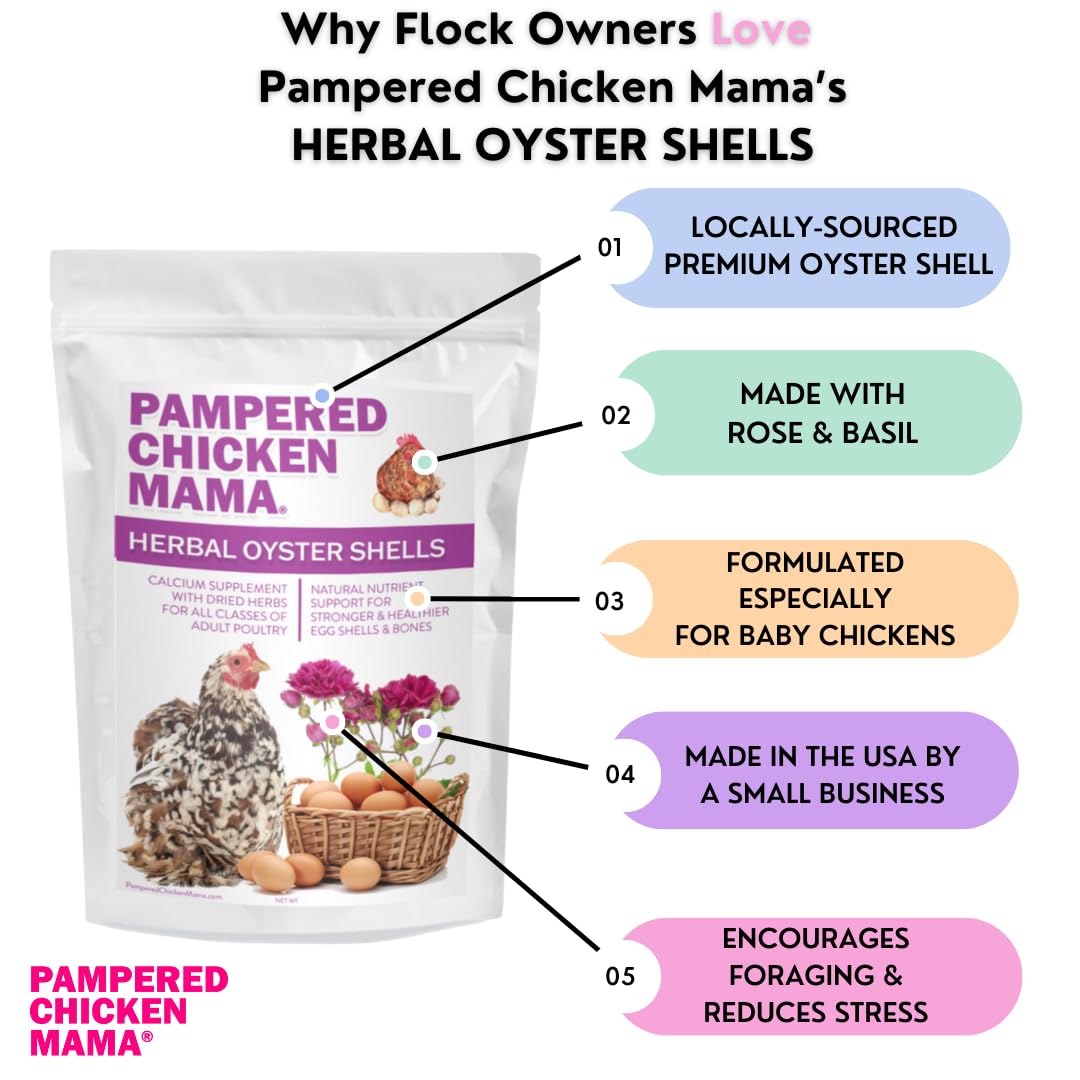 Pampered Chicken Mama herbal oyster shells ready-to-use packaging on shelf