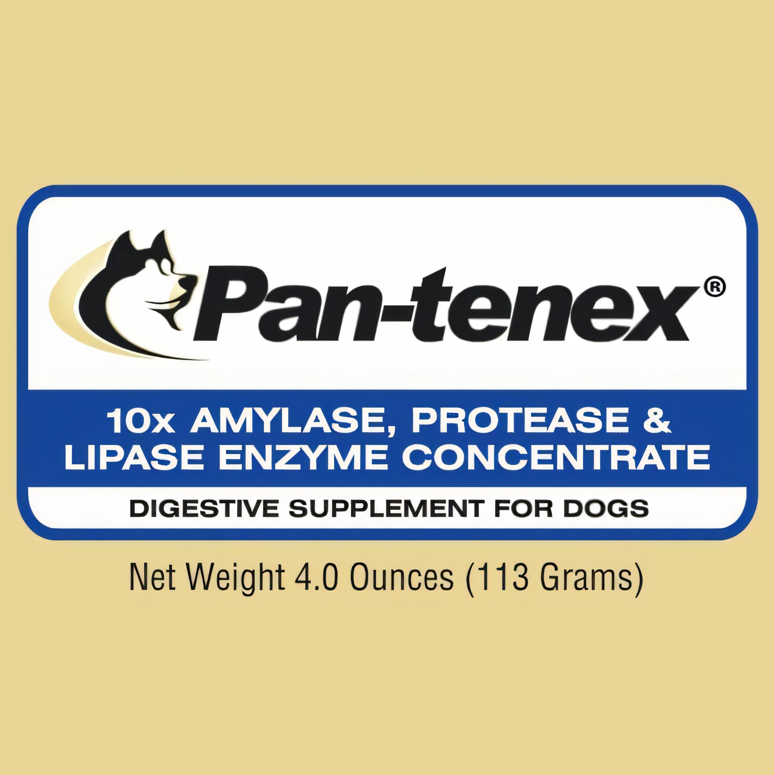 Pan-tenex porcine pancreatic enzymes aid protein and fat digestion in dogs.