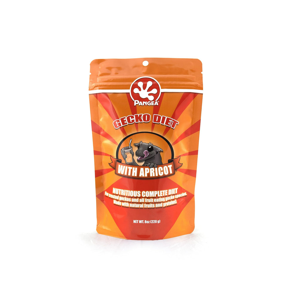 Pangea Fruit Mix Apricot bottle showing complete diet for healthy fruit-eating geckos