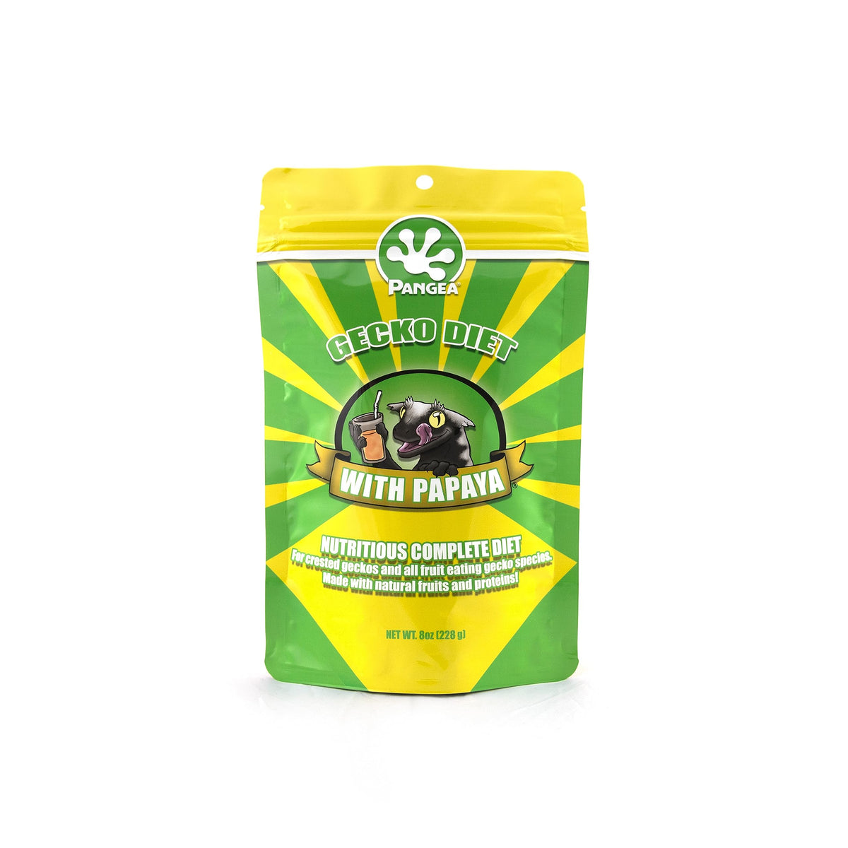 Pangea Gecko Diet with Papaya 8oz for crested geckos—fruit-forward nutrition