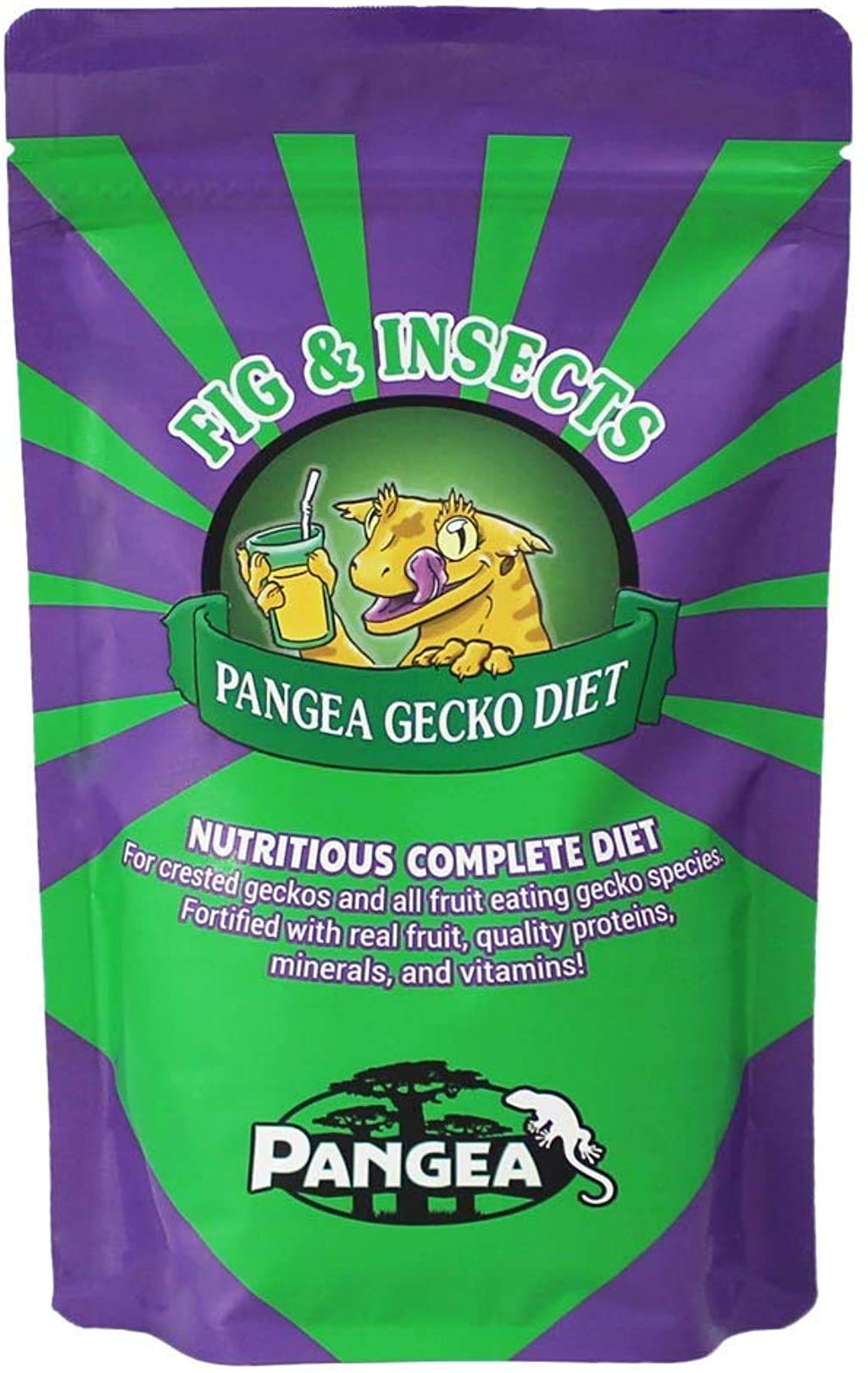 Pangea Gecko Diet in enclosure setup demonstrates easy, ready-to-serve portions.