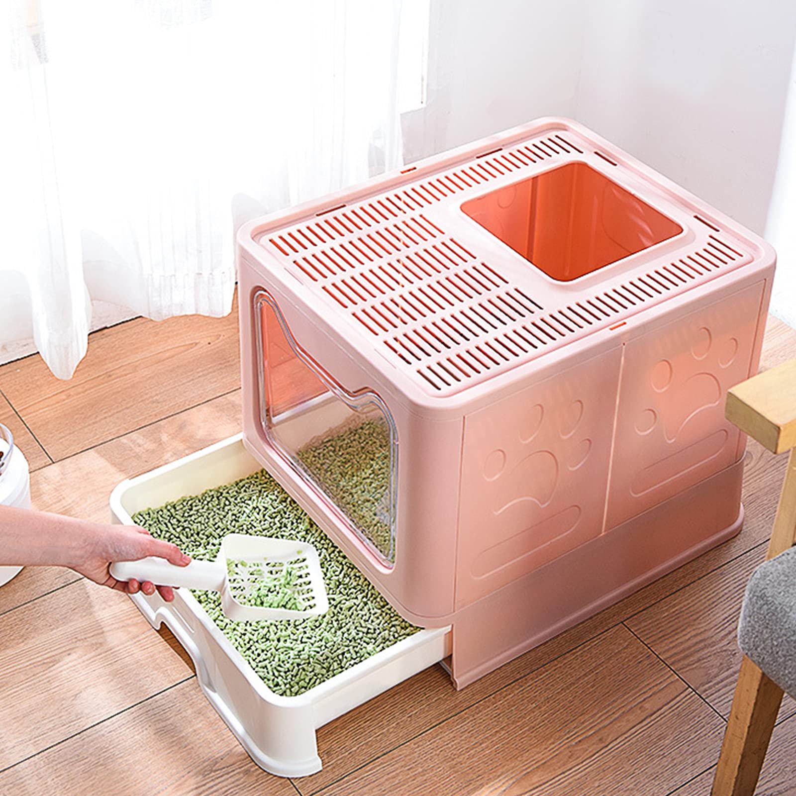 Panghuhu88 pink litter box offers a bright, easy-to-spot option