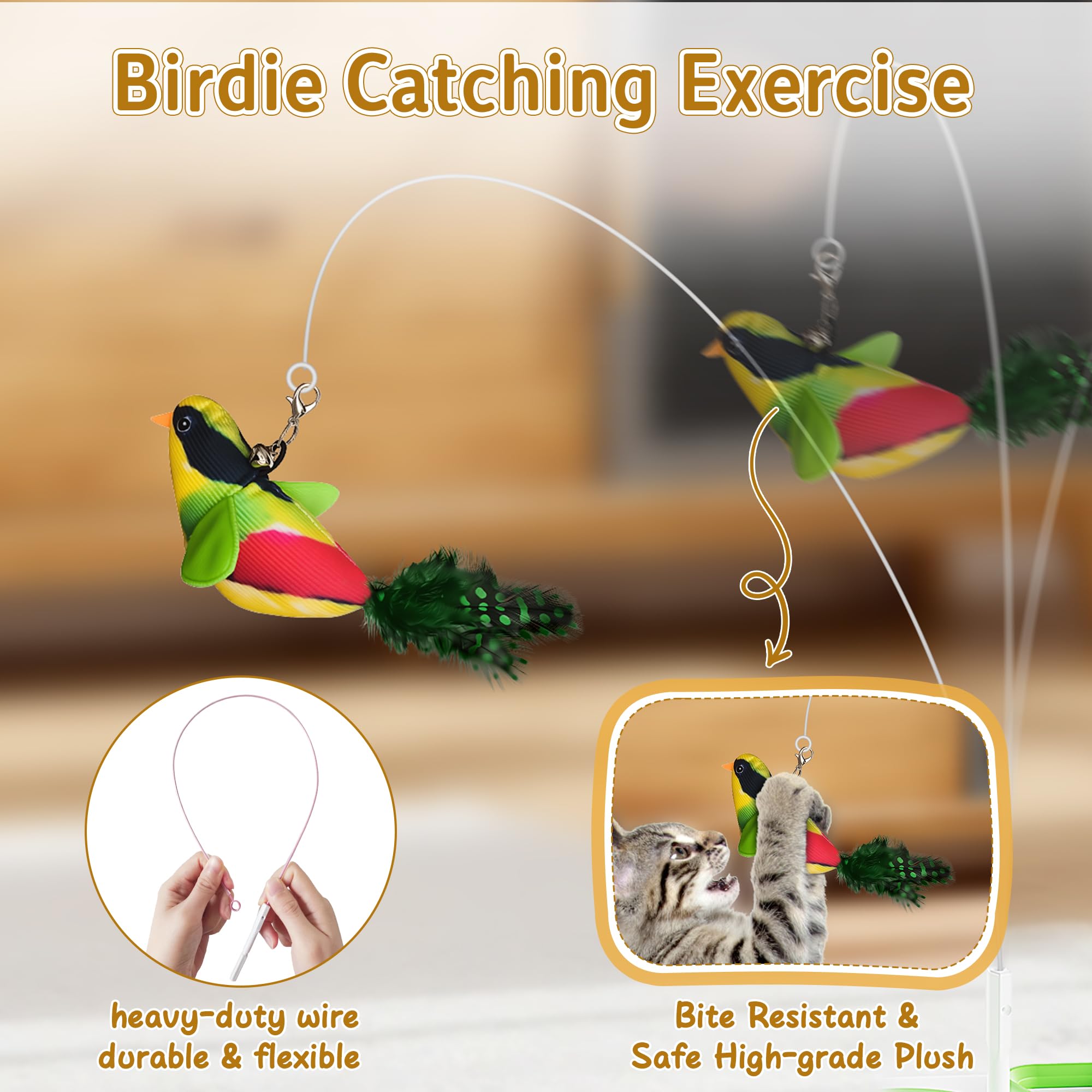 PANRIO 3-in-1 cat toy cheese-shaped base prevents slipping during play.