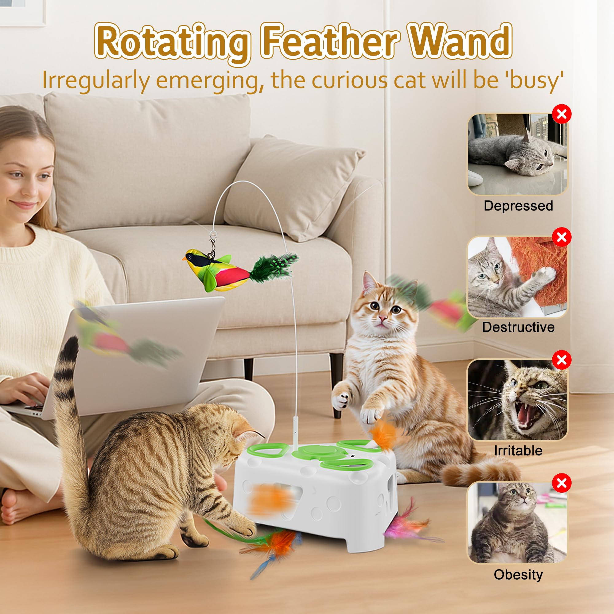 PANRIO 3-in-1 cat toy removable parts simplify cleaning and maintenance.