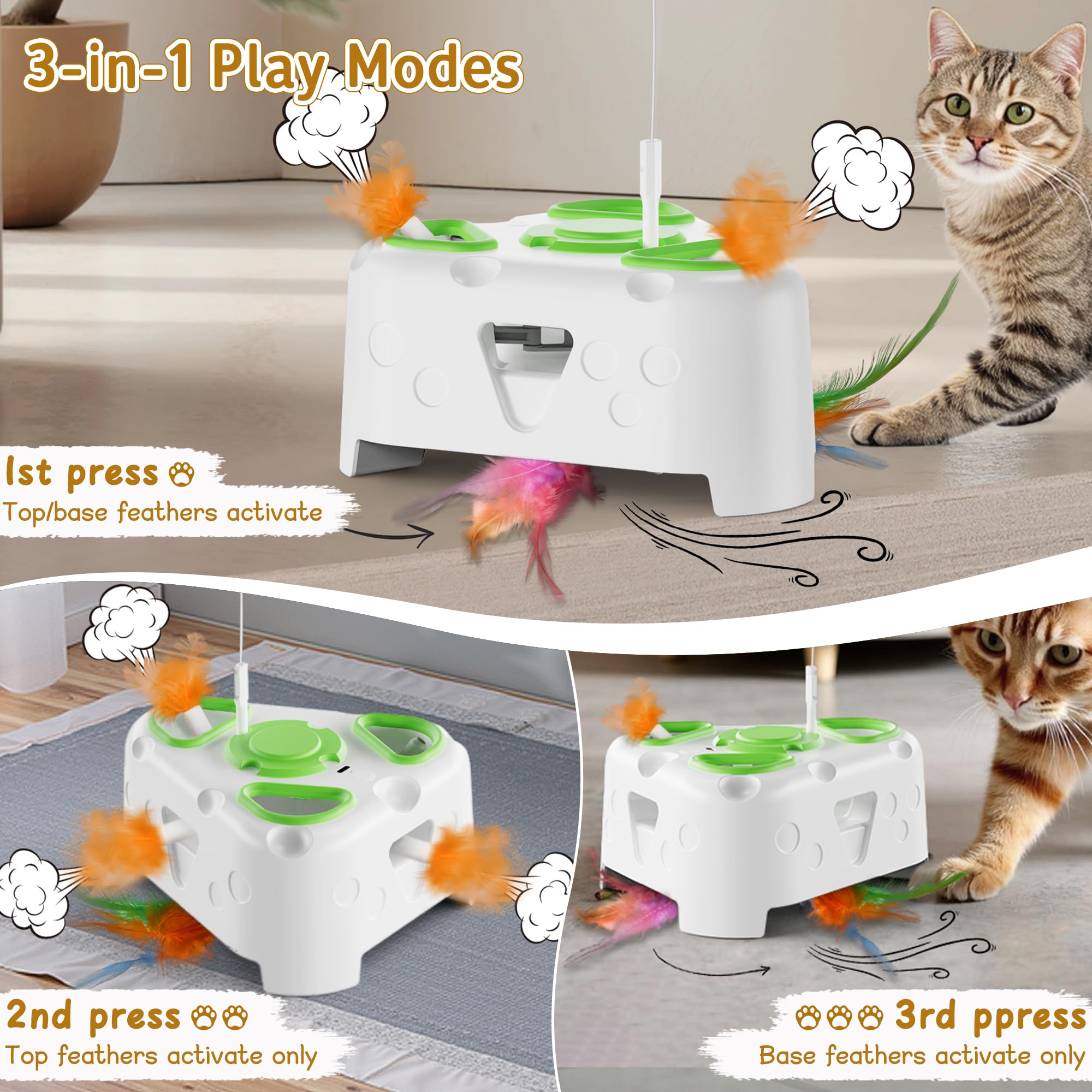 PANRIO 3-in-1 cat toy flying bird wand encourages indoor exercise.