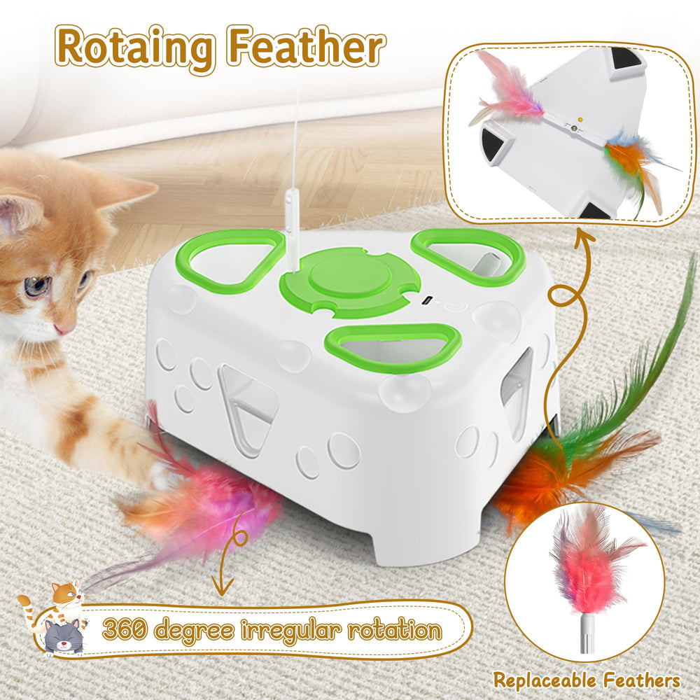 PANRIO 3-in-1 cat toy USB-C rechargeable battery powers long sessions.