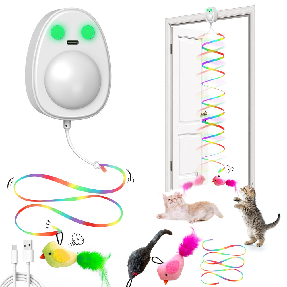 PANRIO avocado-shaped device engaging indoor cats in interactive play