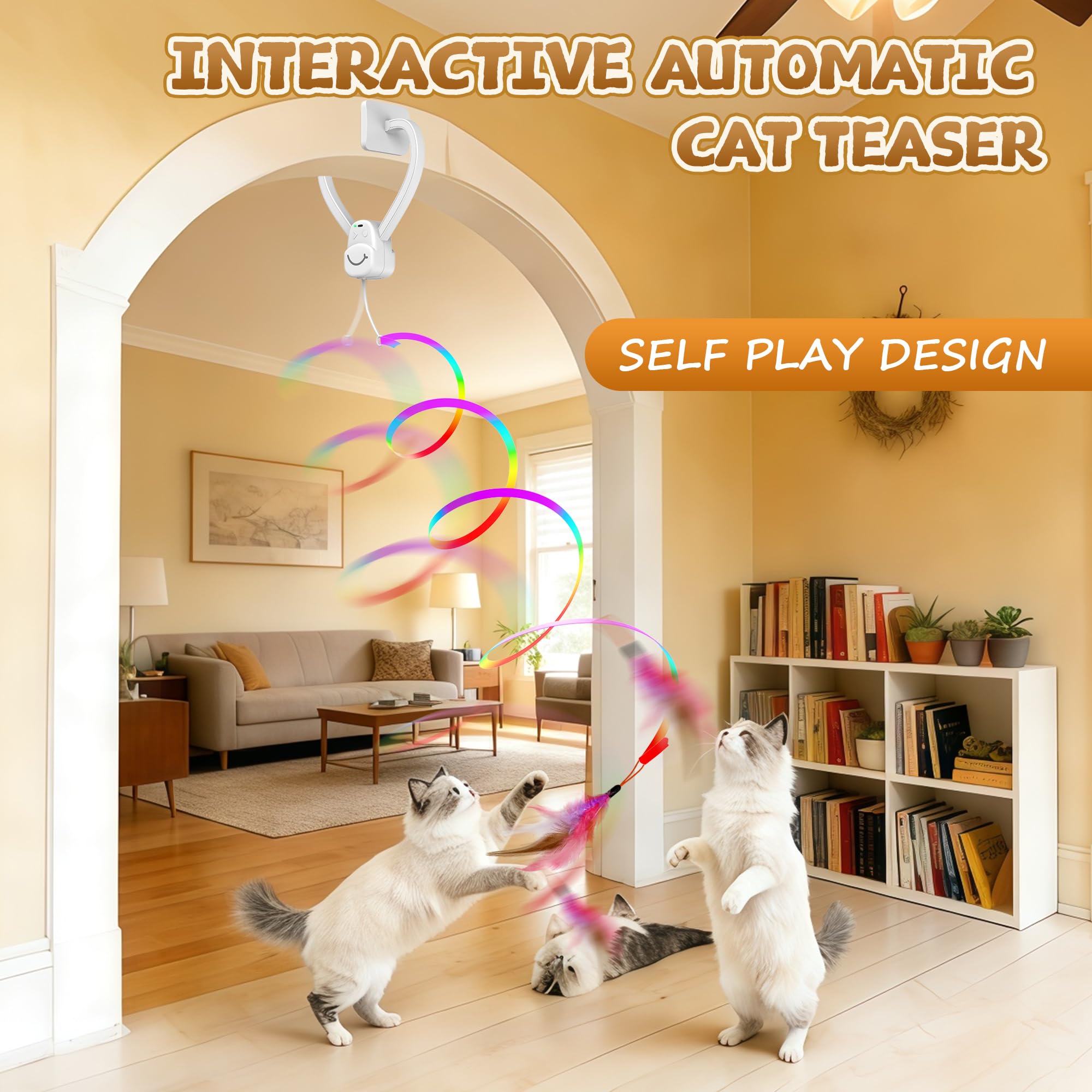 PANRIO feather mouse wand engages feline hunting instincts through dynamic motion.
