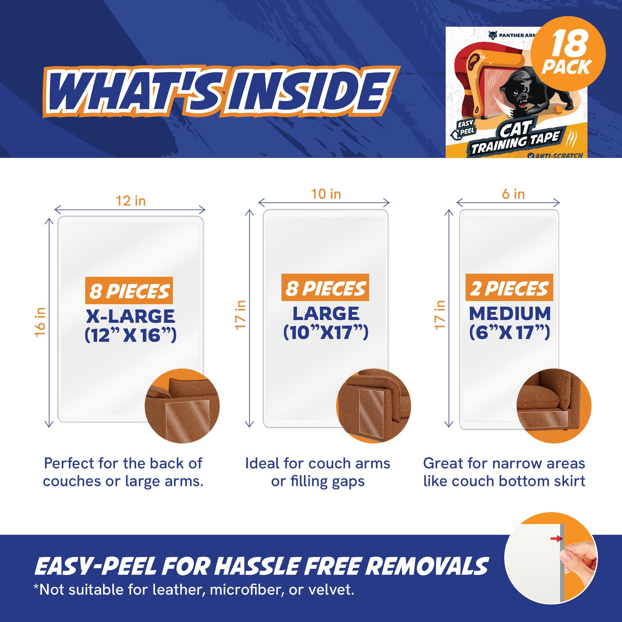 Panther Armor medium sheets illustrate easy application with peel tabs.