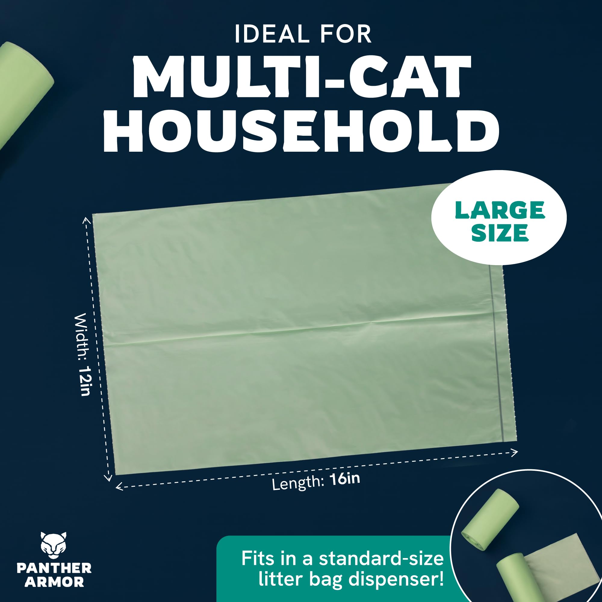 Panther Armor bags scooping-fit under 7 inches demonstrates daily cleanup convenience.