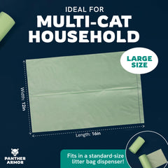 Panther Armor bags scooping-fit under 7 inches demonstrates daily cleanup convenience.