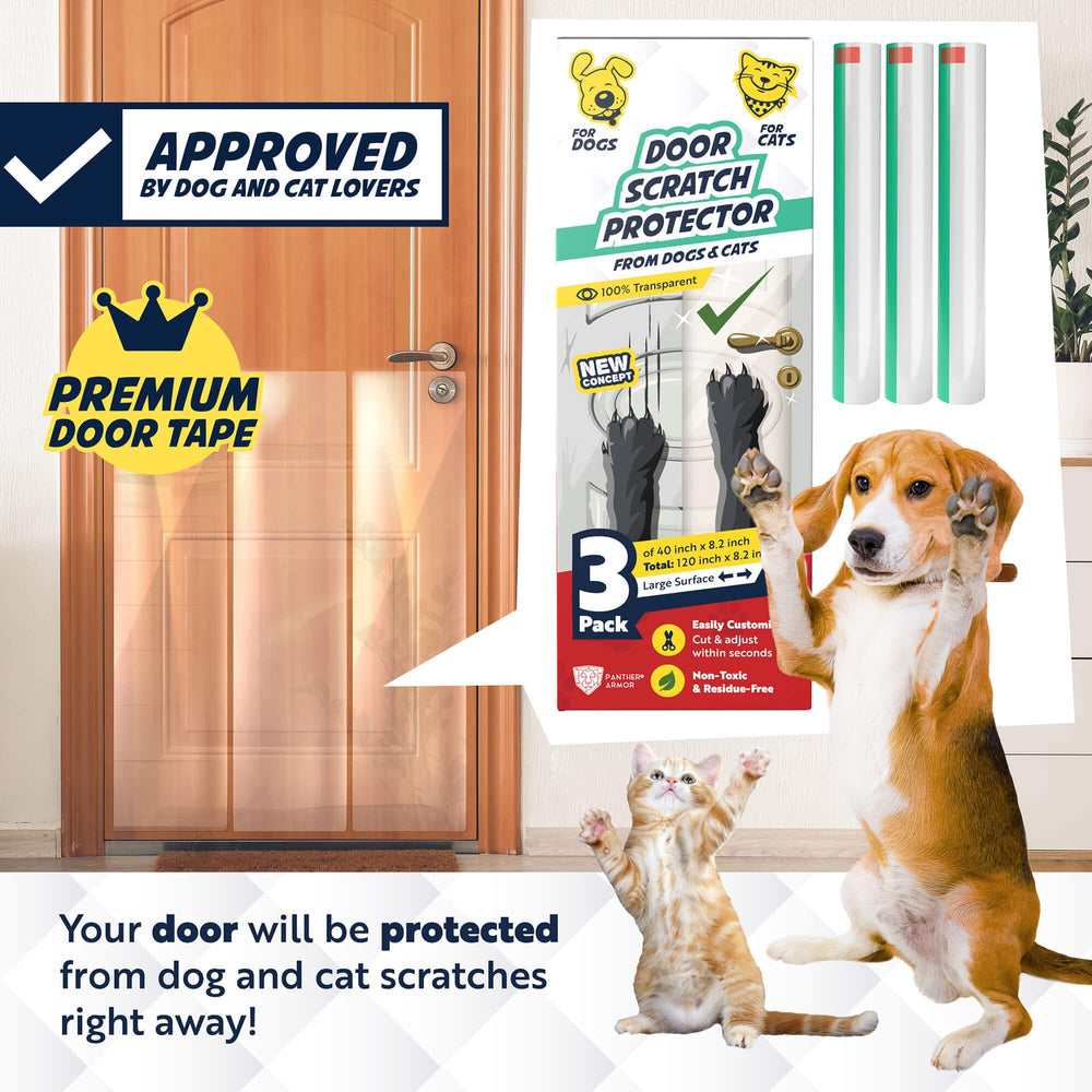 Panther Armor dog scratch guard installed on door frame, creating a smooth surface.