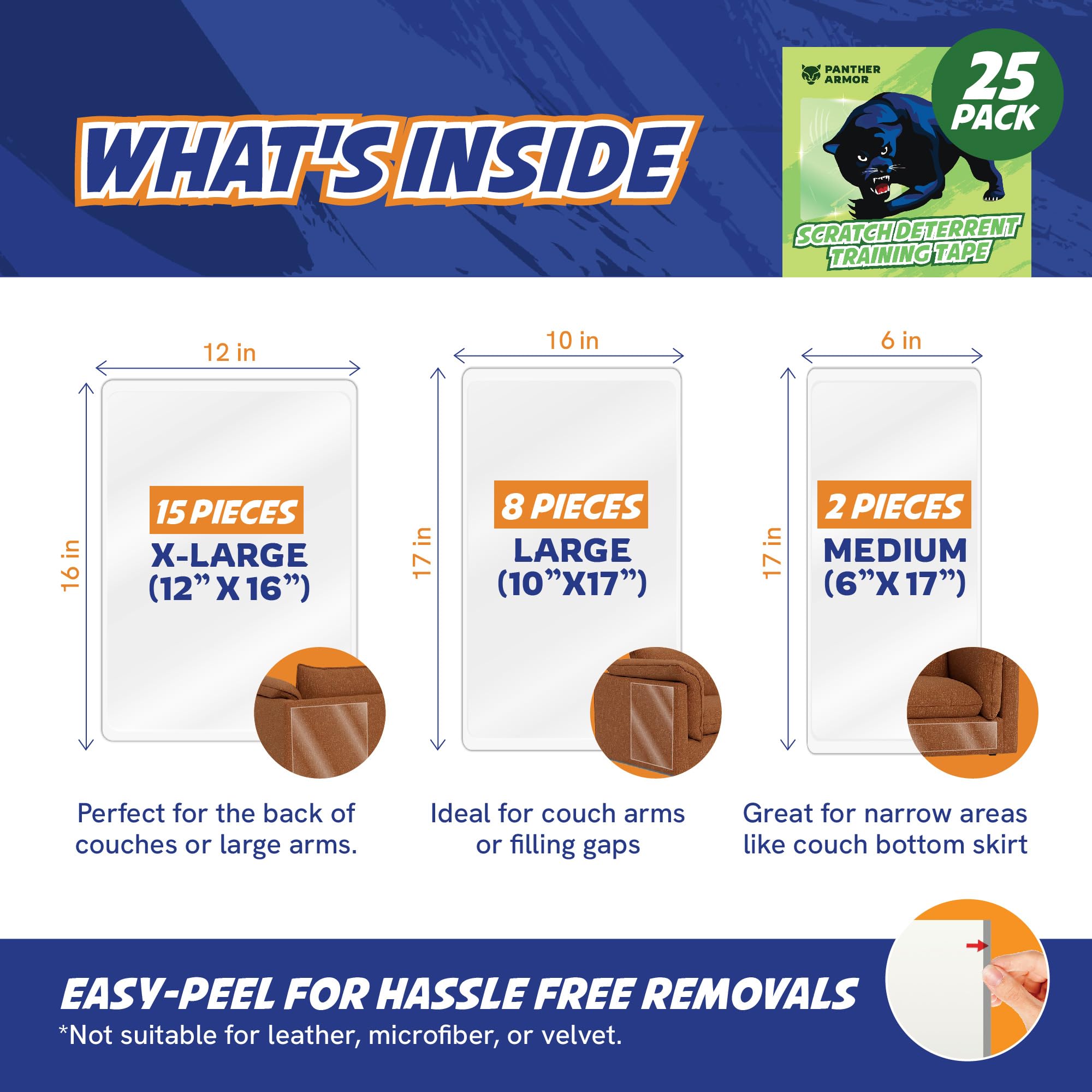Panther Armor peel tabs enable quick setup on fabric surfaces.
