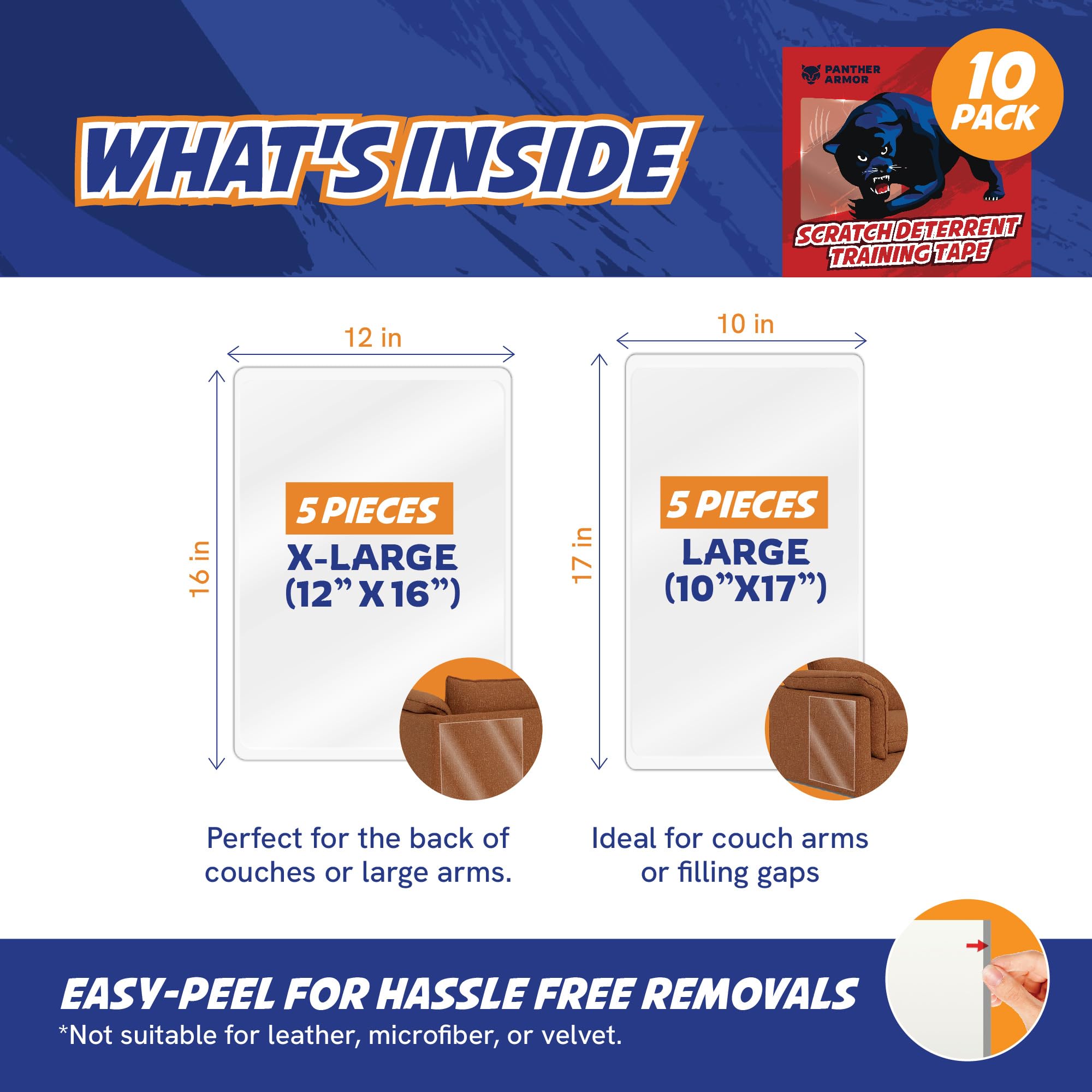Panther Armor fabric-compatibility supports use on cotton, linen, and polyester upholstery.