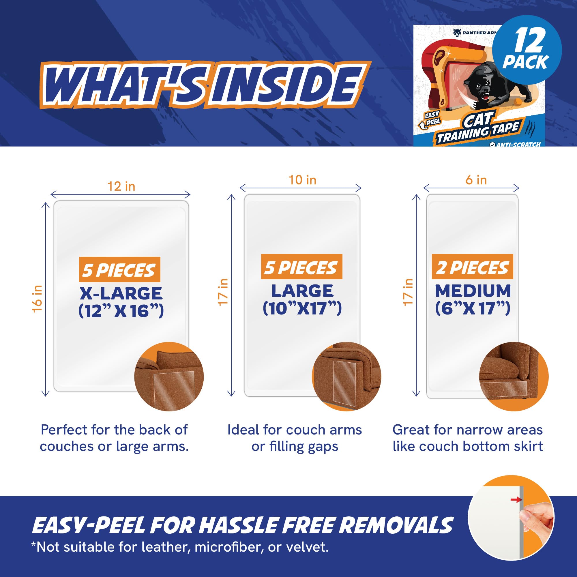 12-sheet pack with varied sizes for flexible sofa and chair coverage