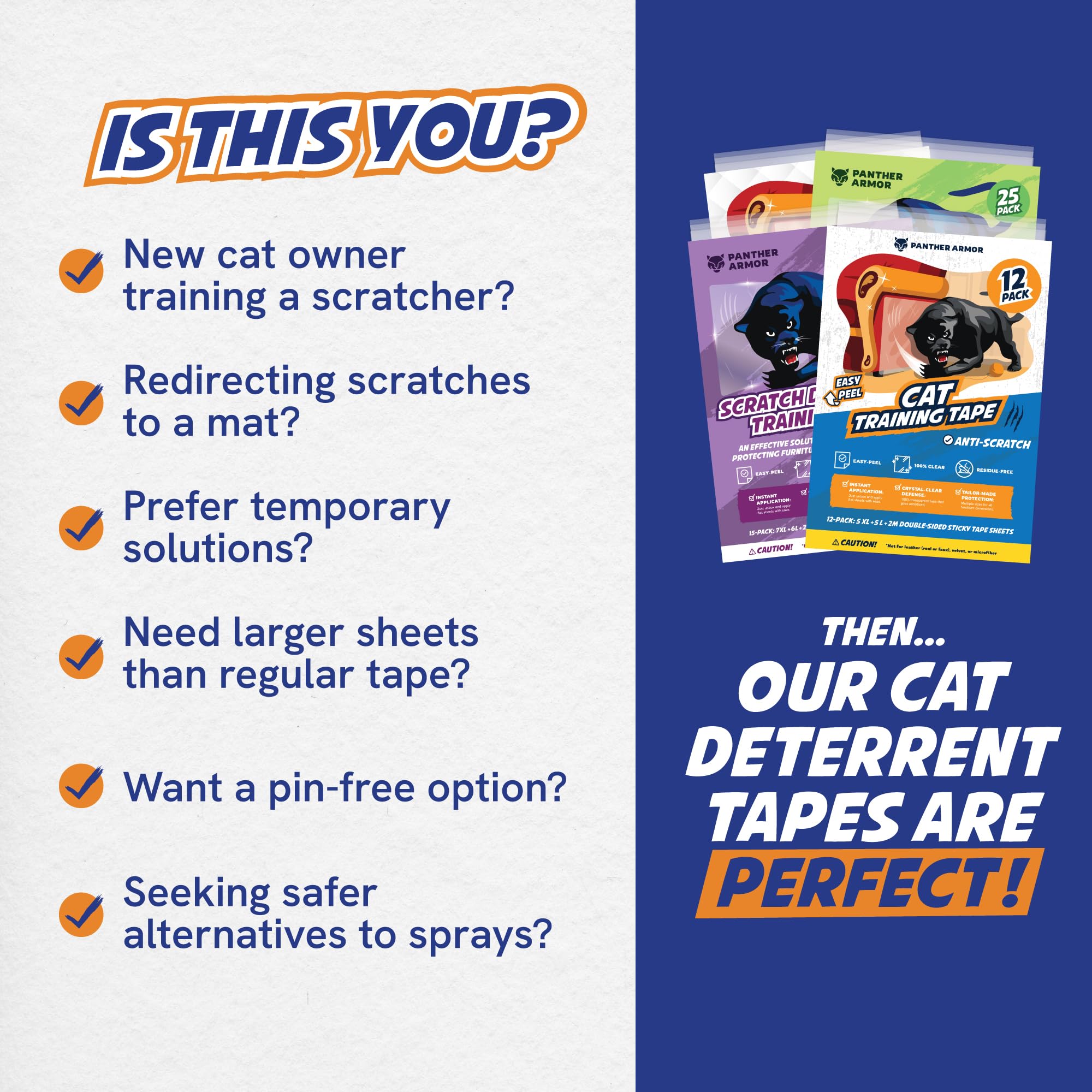 Panther Armor peel-tab removal keeps fabric clean after training period.