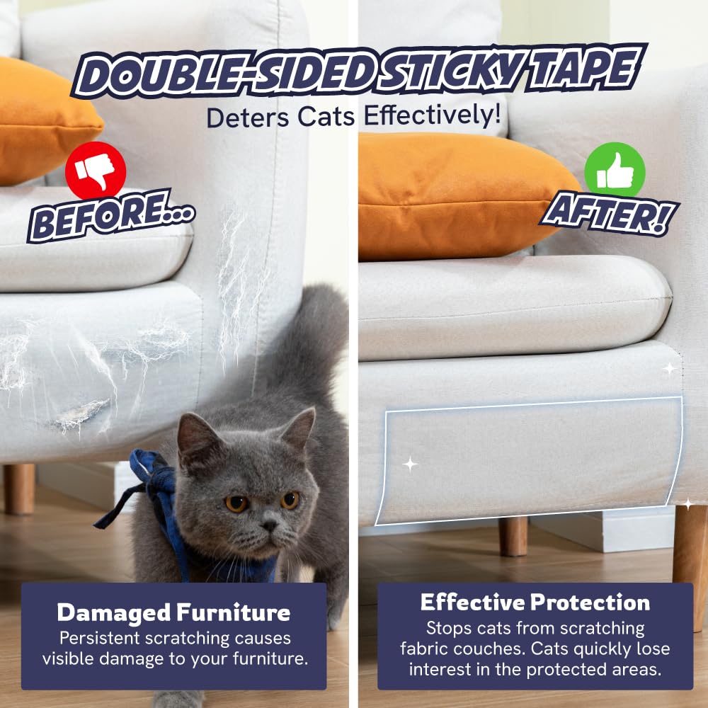Panther Armor sofa protection tape blends with upholstery to deter claws.