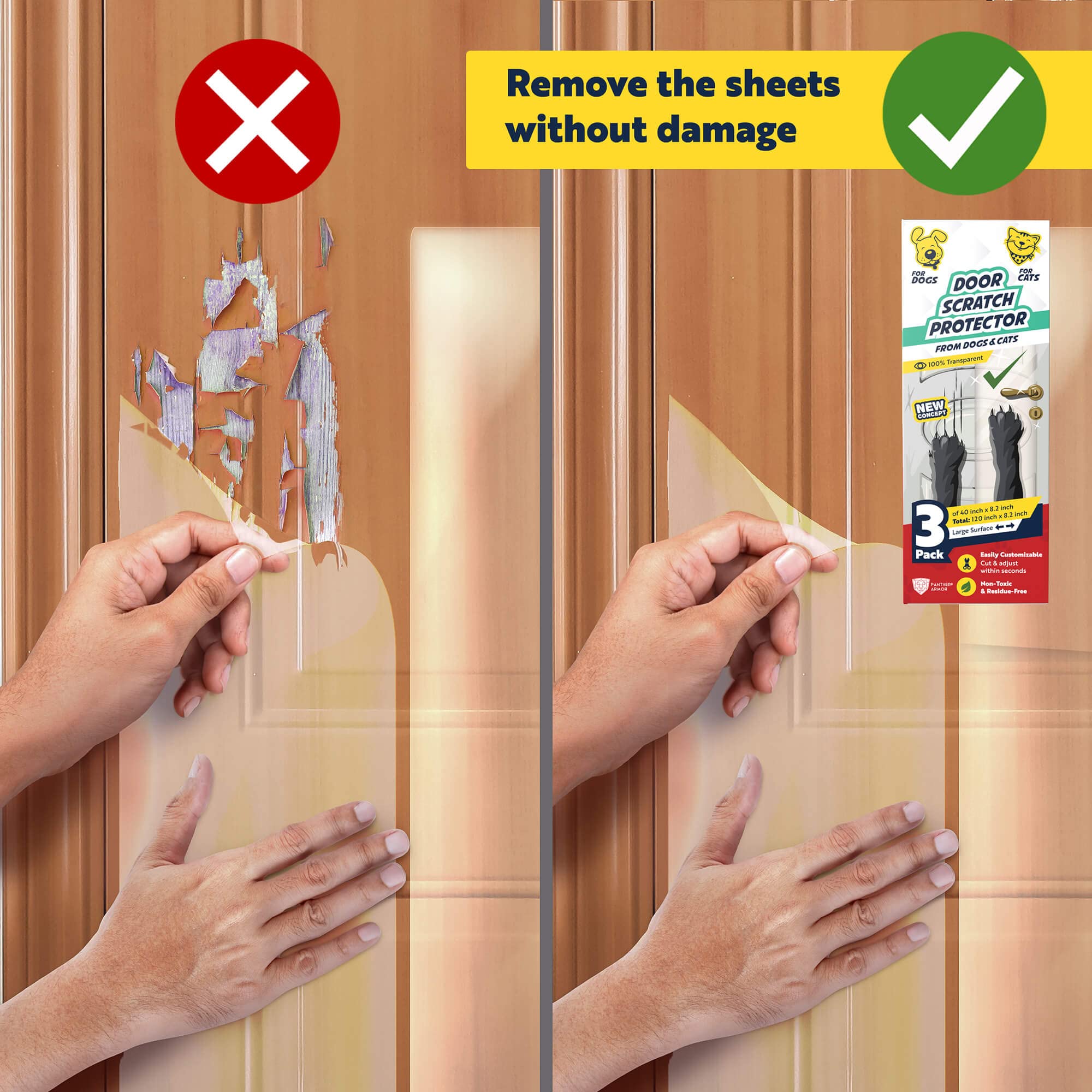Panther Armor vinyl door protector close-up shows thick non toxic material.