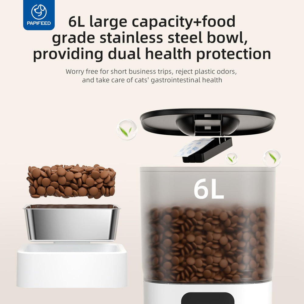 PAPIFEED secure lid with Velcro to prevent pet access.