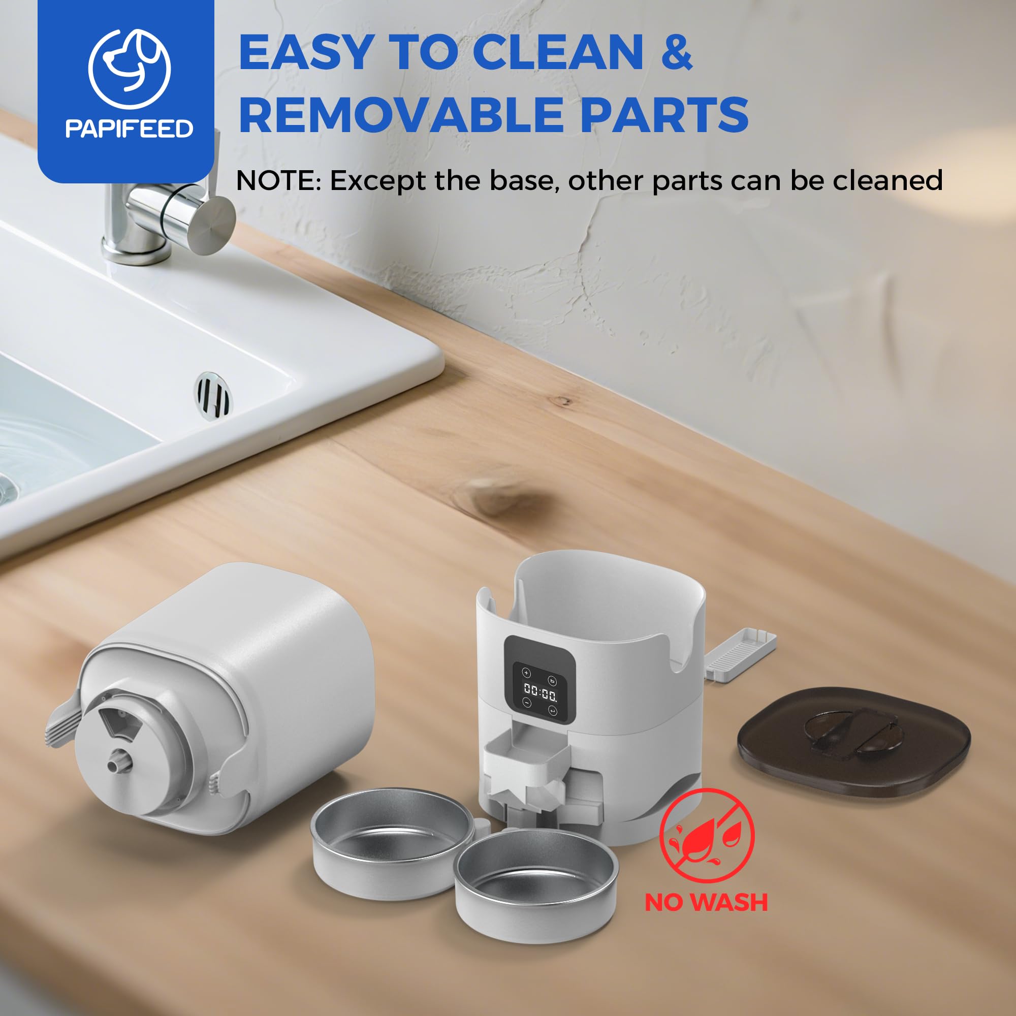 PAPIFEED dual stainless bowls for hygienic dining and easy cleaning