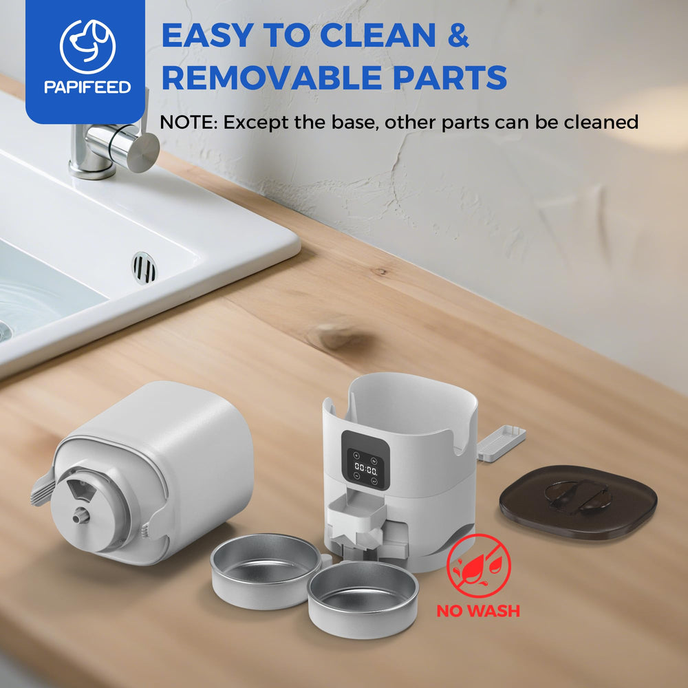 PAPIFEED dual stainless bowls for hygienic dining and easy cleaning