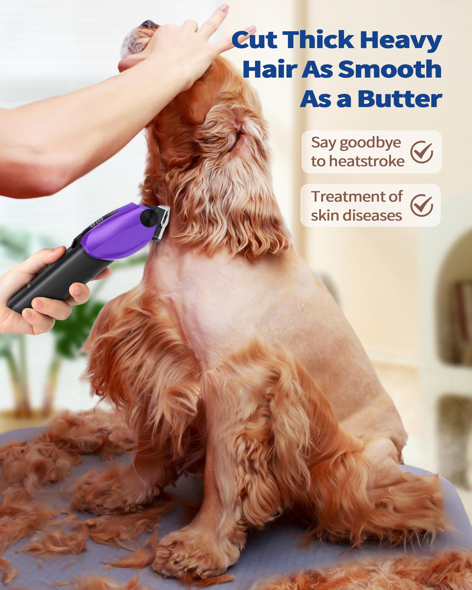 PAPMINI clipper LED display shows battery level for easy grooming.