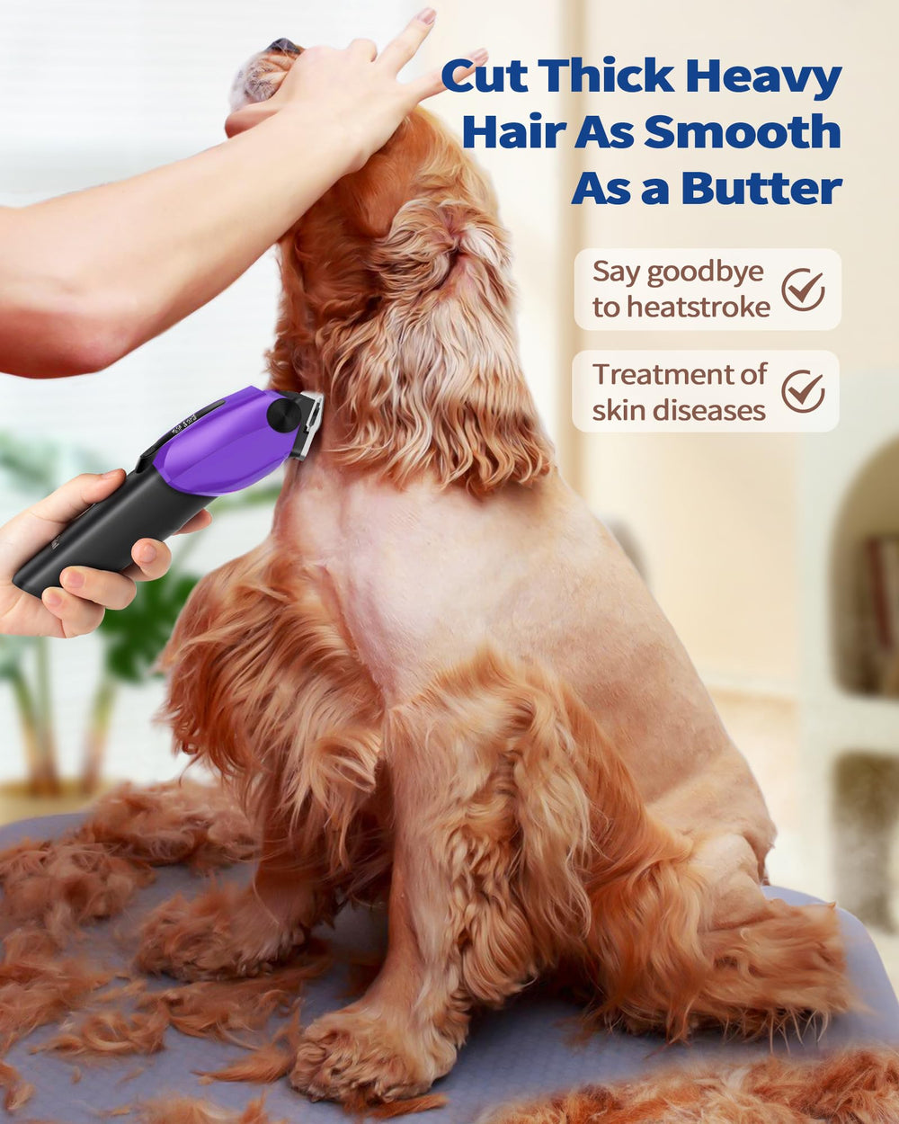 PAPMINI clipper LED display shows battery level for easy grooming.