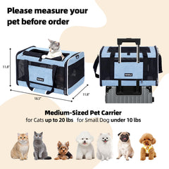 PAPZER cat carrier blue side-entry demonstrates easy access for small pets