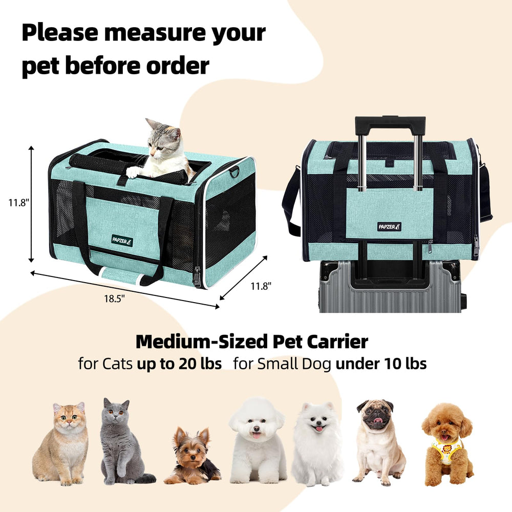 PAPZER cat carrier side view shows breathable mesh and sturdy carry design for pets