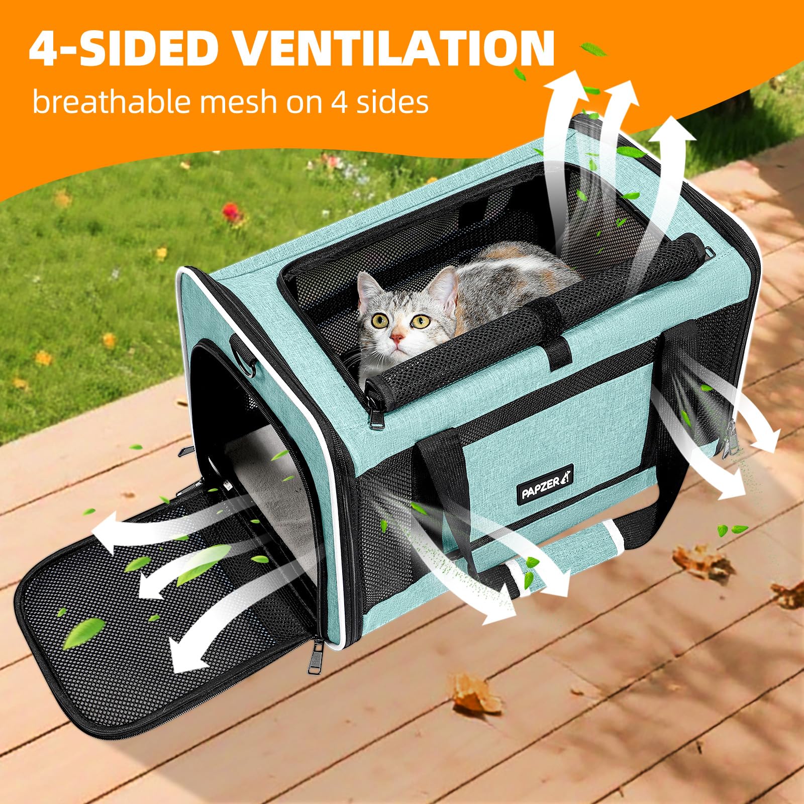 PAPZER cat carrier top-entry design for easy loading and quick access