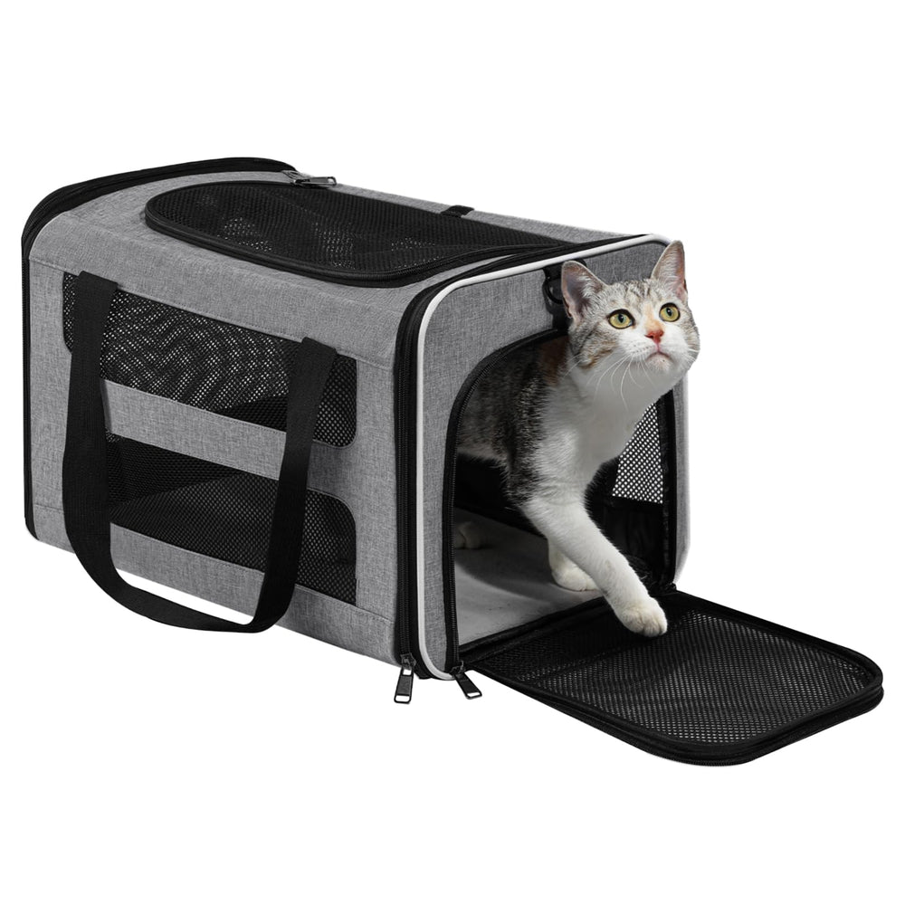 PAPZER cat carrier side panel view showing breathable mesh for airflow