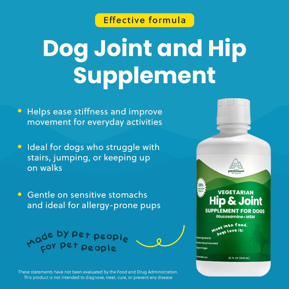 Paramount Pet Health chondroitin MSM omega blend for dogs, promotes flexible joints.