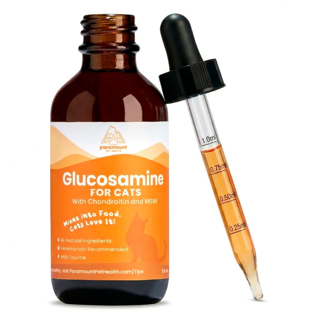 Paramount Pet Health bottle of liquid glucosamine drops for hip support.