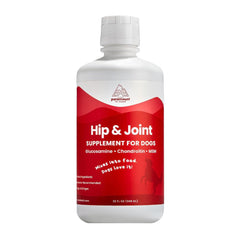 Paramount Pet Health liquid glucosamine bottle with dropper supports daily mobility.