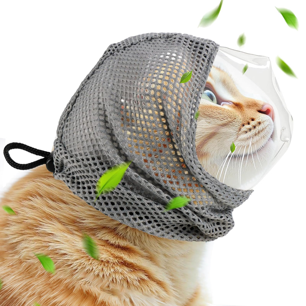 Parawo adjustable cat muzzle in breathable TPU for comfortable grooming.
