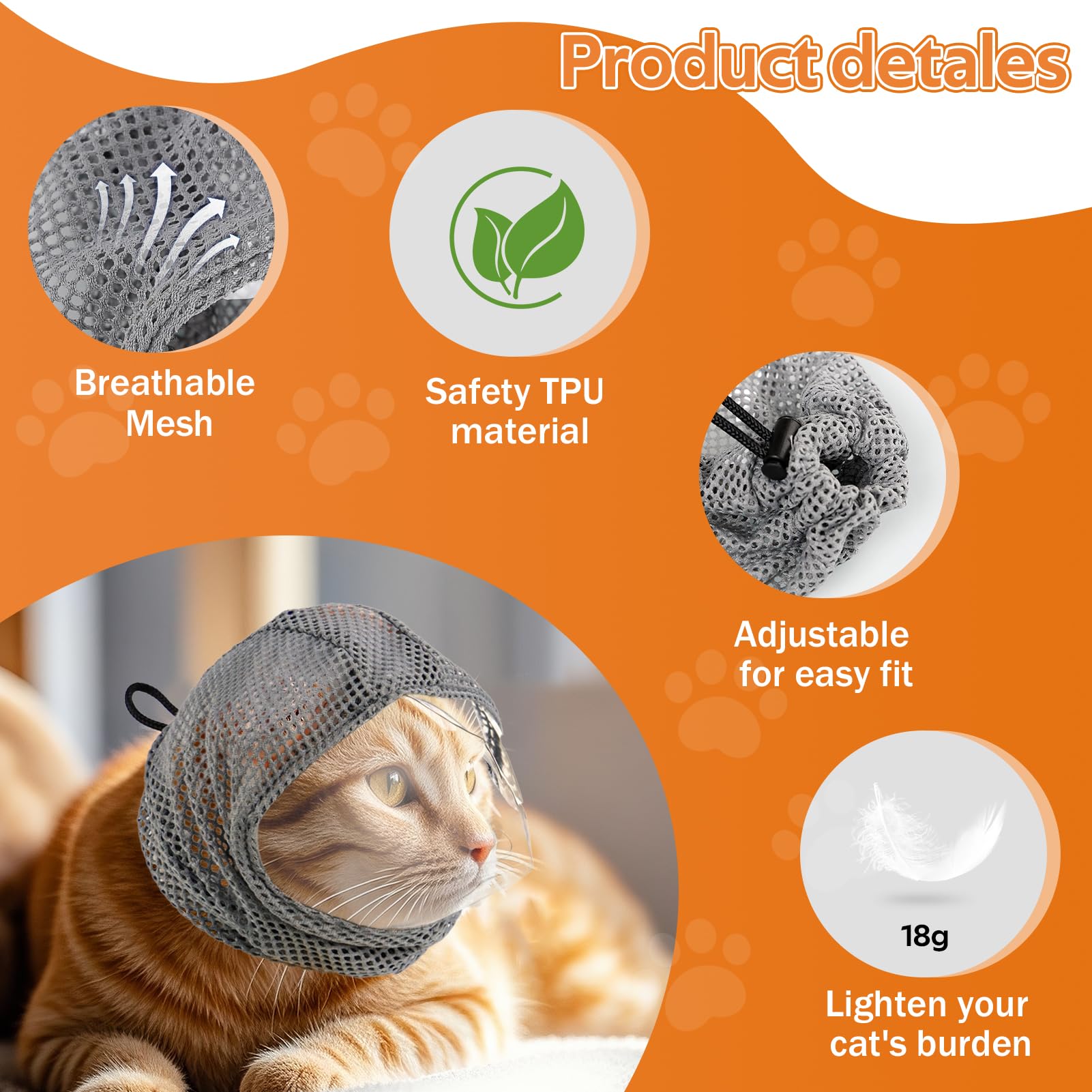Parawo cat muzzle's transparent design reduces fear during grooming.