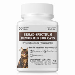 Parontal tapeworm dewormer tablets for cats, 6 weeks and older, easy administration.