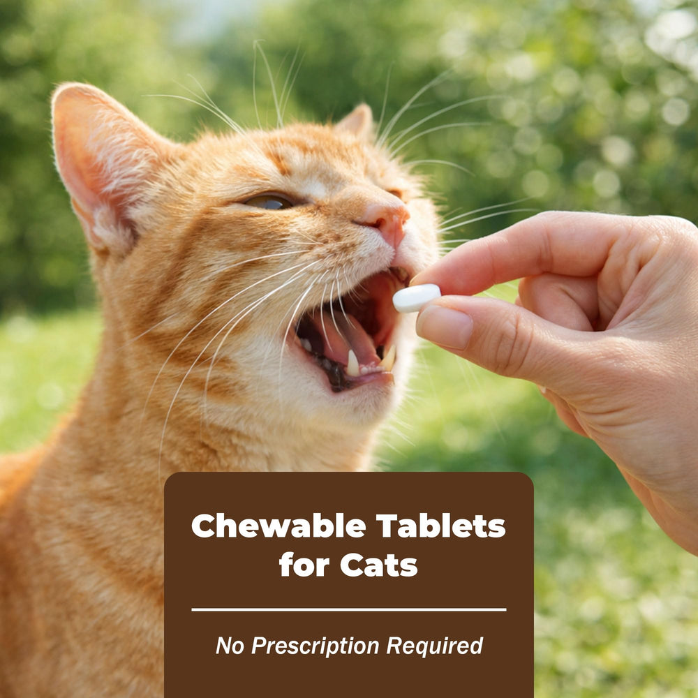 Parontal tablets crumbled with food visual, easy mixing for pets.