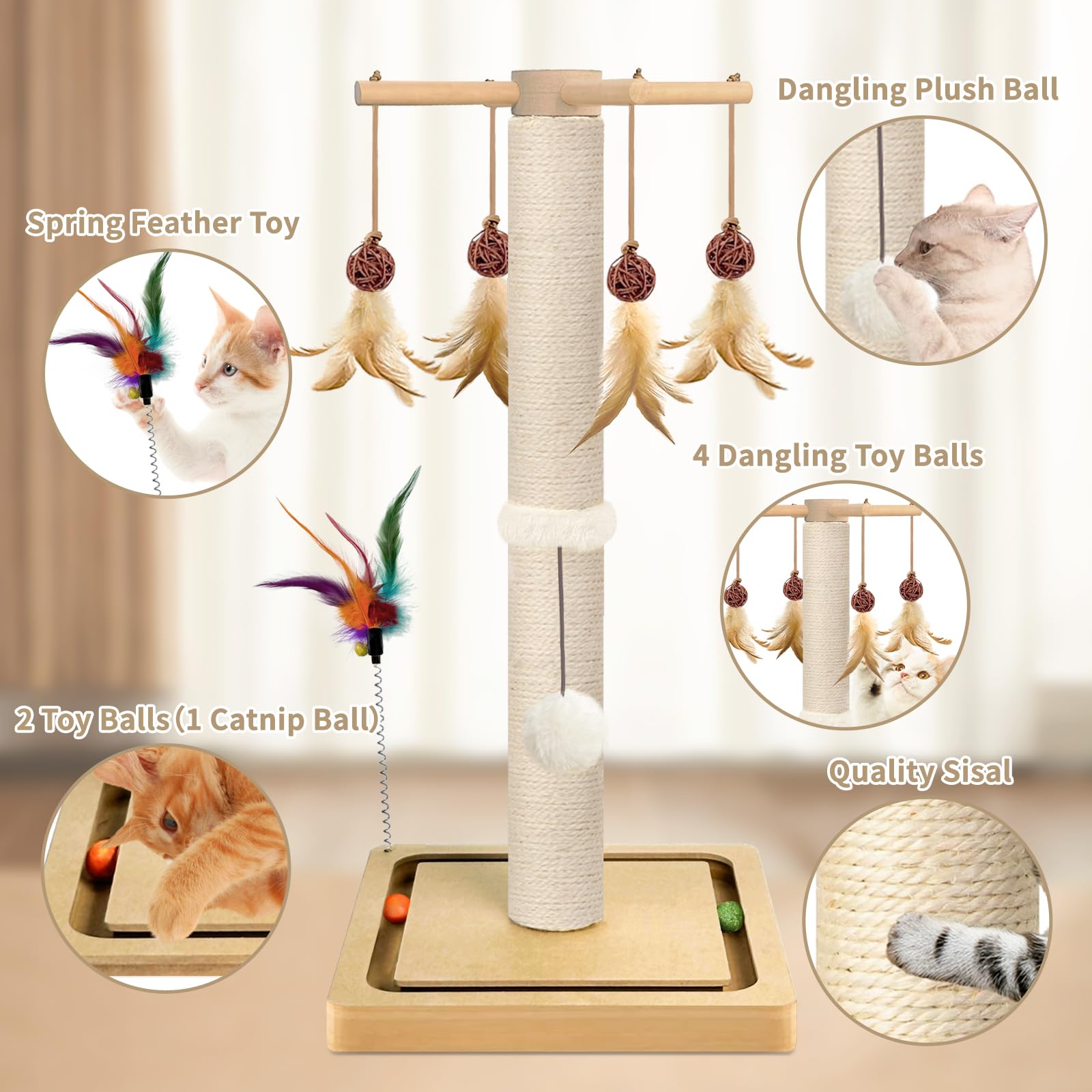 PAROTO sisal-wrapped vertical post designed for scratching and exercise.