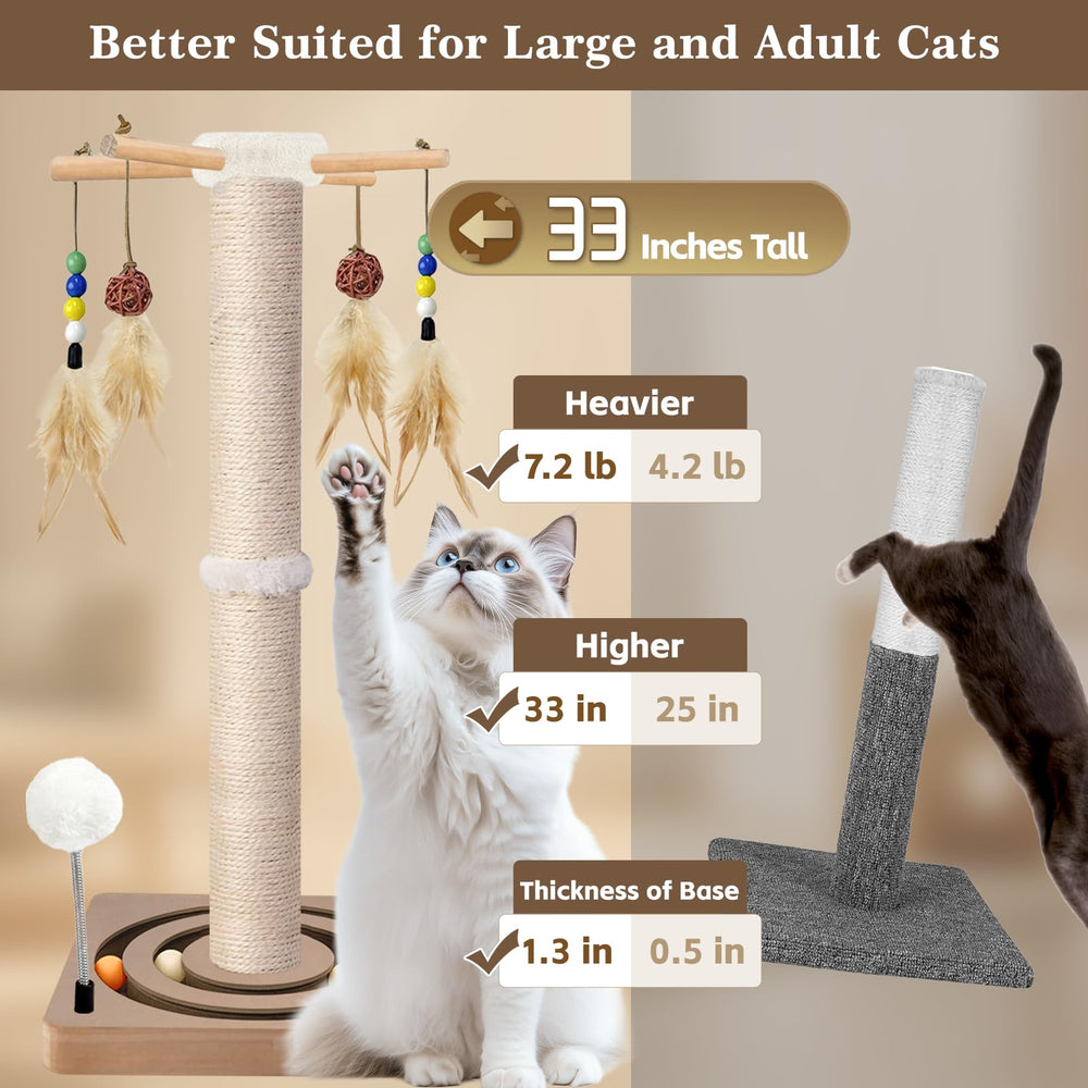 PAROTO Sisal-wrapped cat tree tower provides a durable scratching surface.