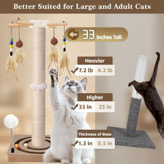 PAROTO Sisal-wrapped cat tree tower provides a durable scratching surface.