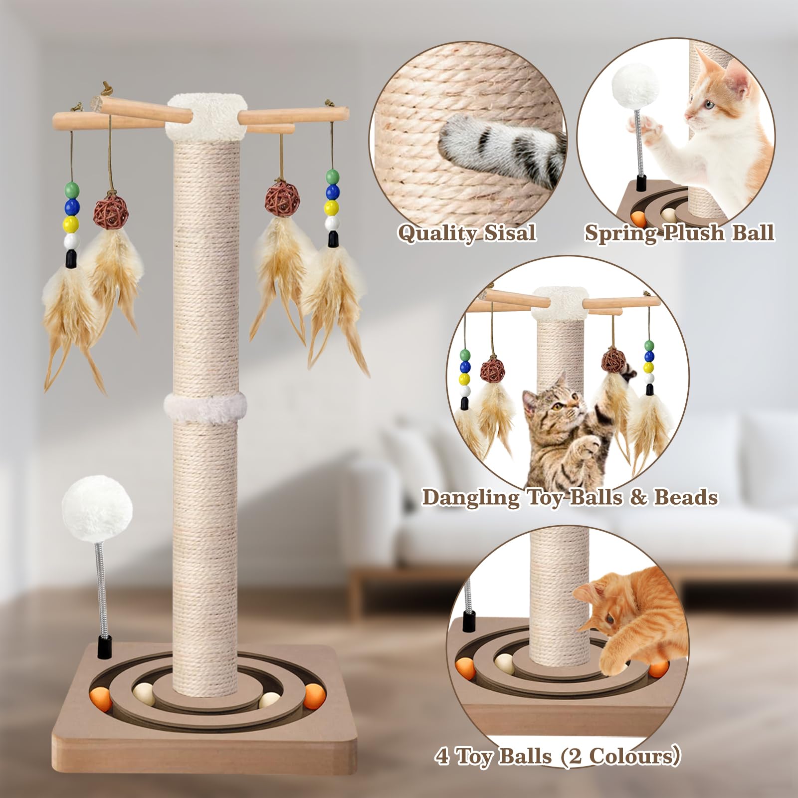 PAROTO sisal-wrapped post with sturdy base supports steady scratching