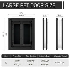 PATAPLUS large door opening 13.5x18 inches supports dogs up to 110 pounds.
