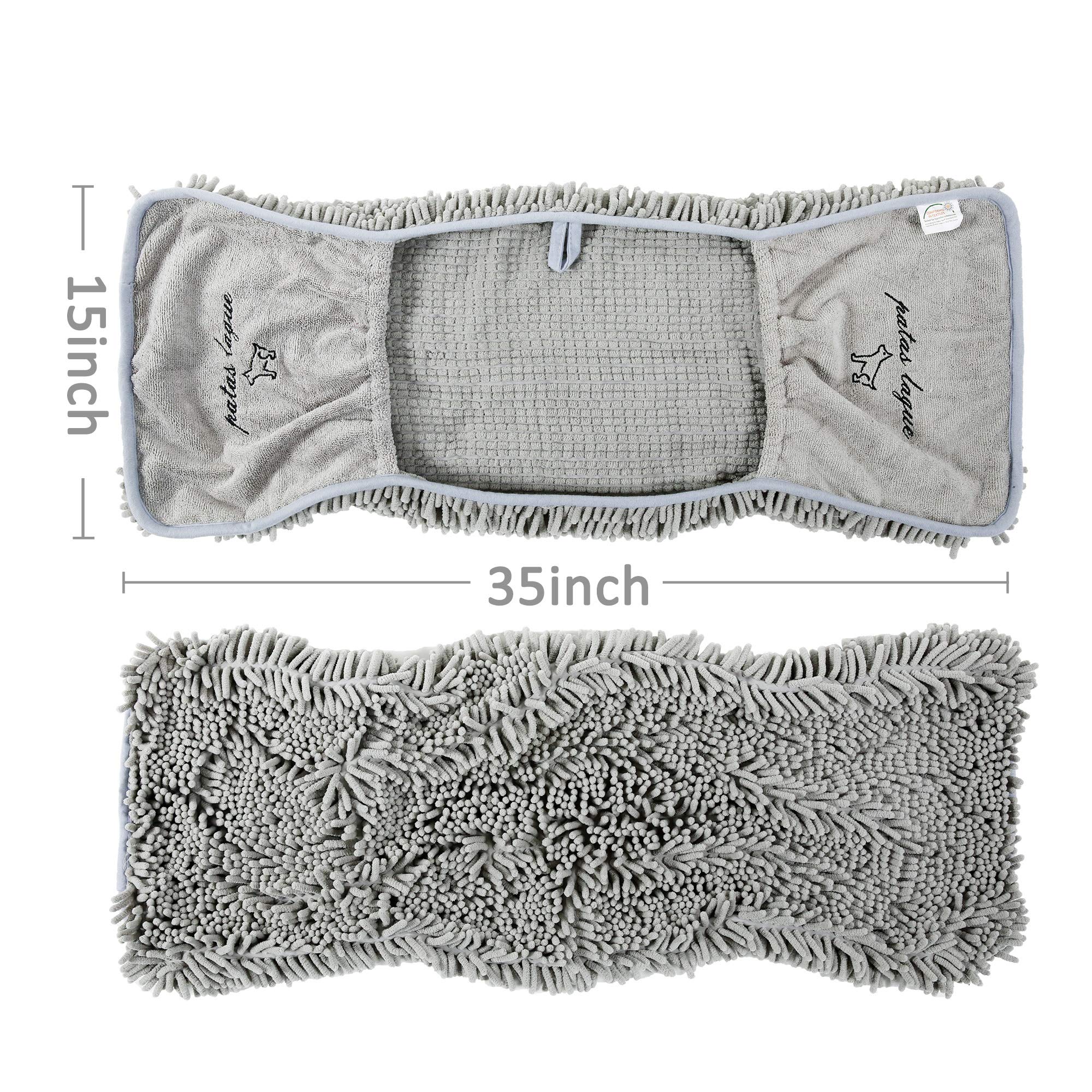 Patas Lague chenille soft dog towel feels cozy on your pup's skin.