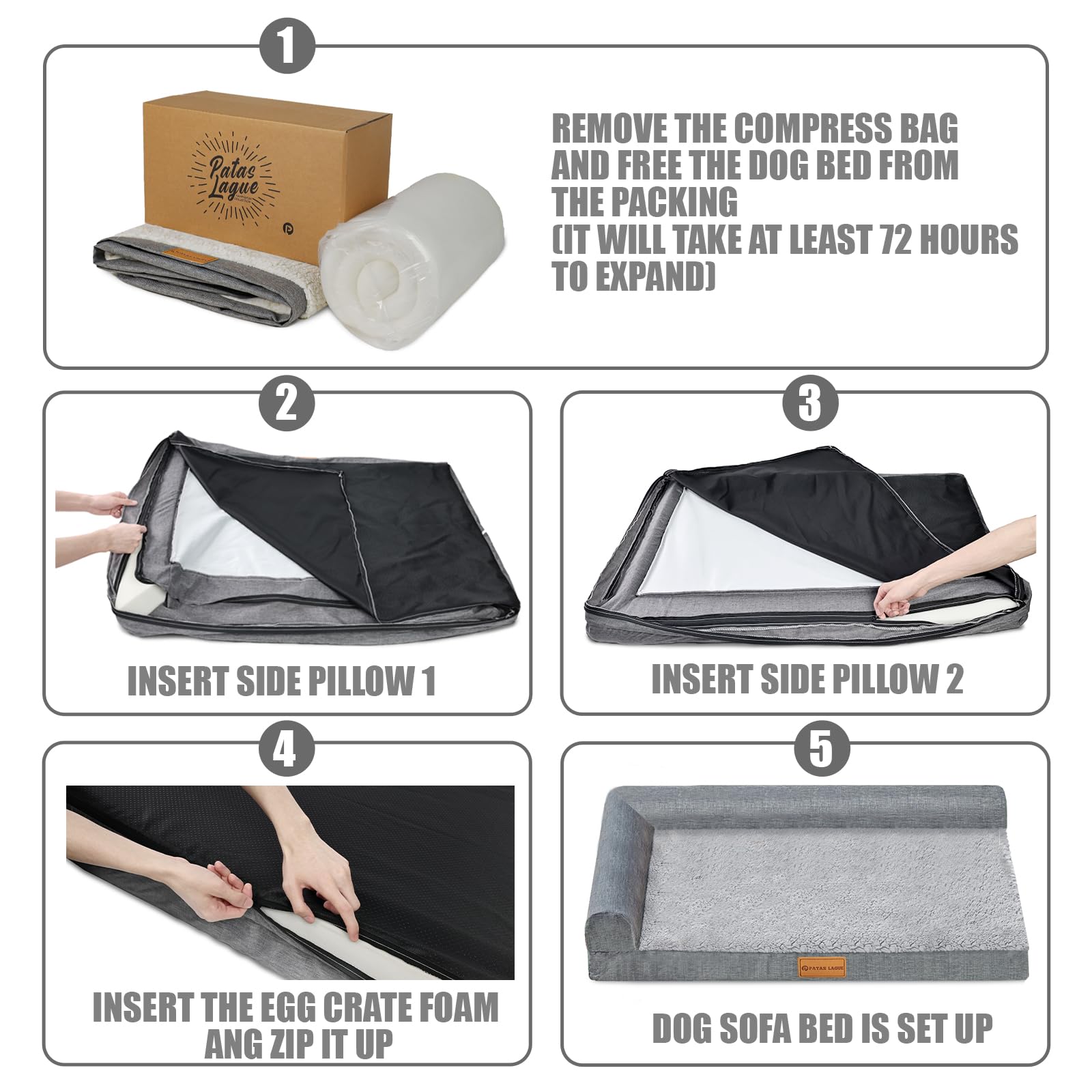 Patas Lague nonskid bottom keeps the bed in place on slick floors.