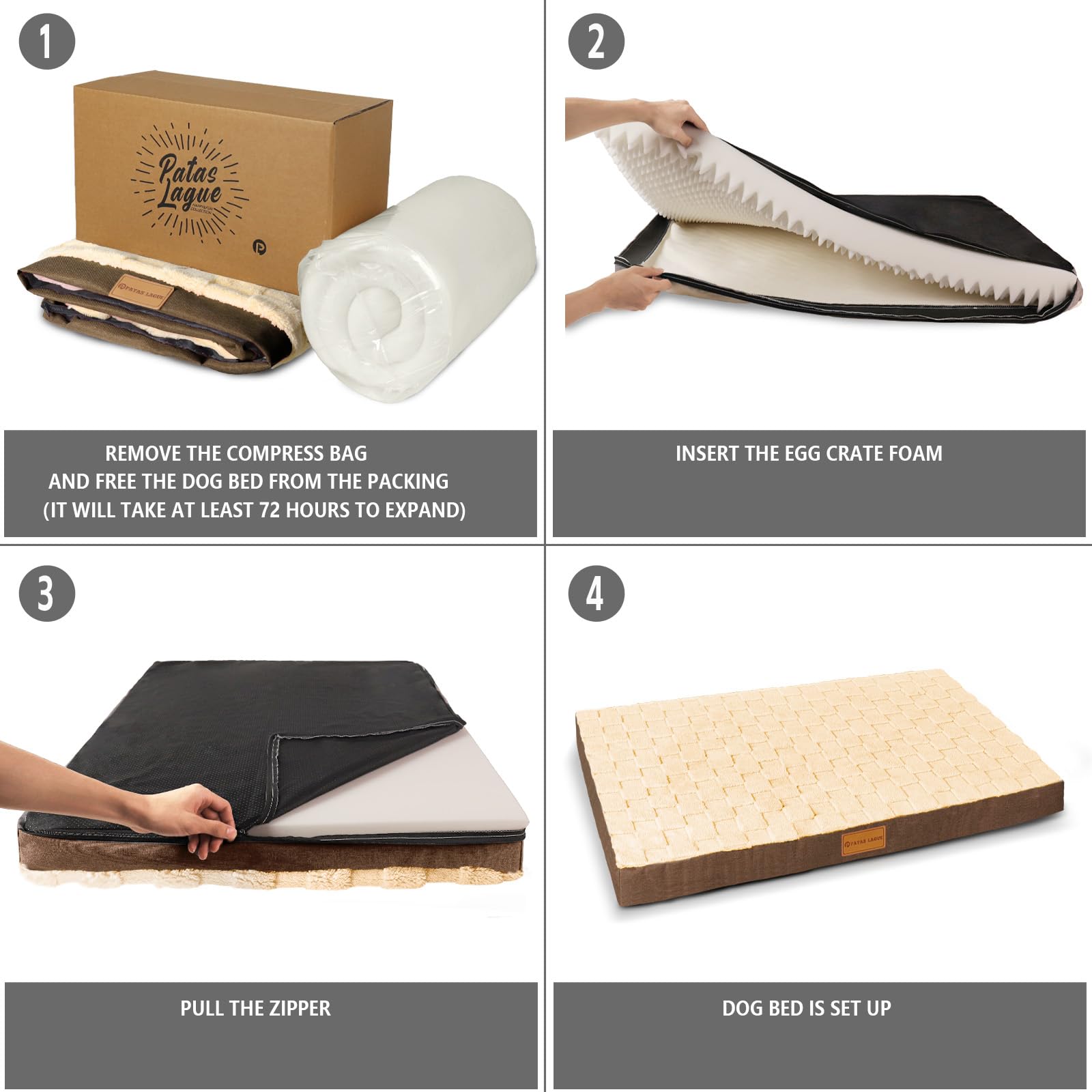 Patas Lague color options chart highlights six colors available.