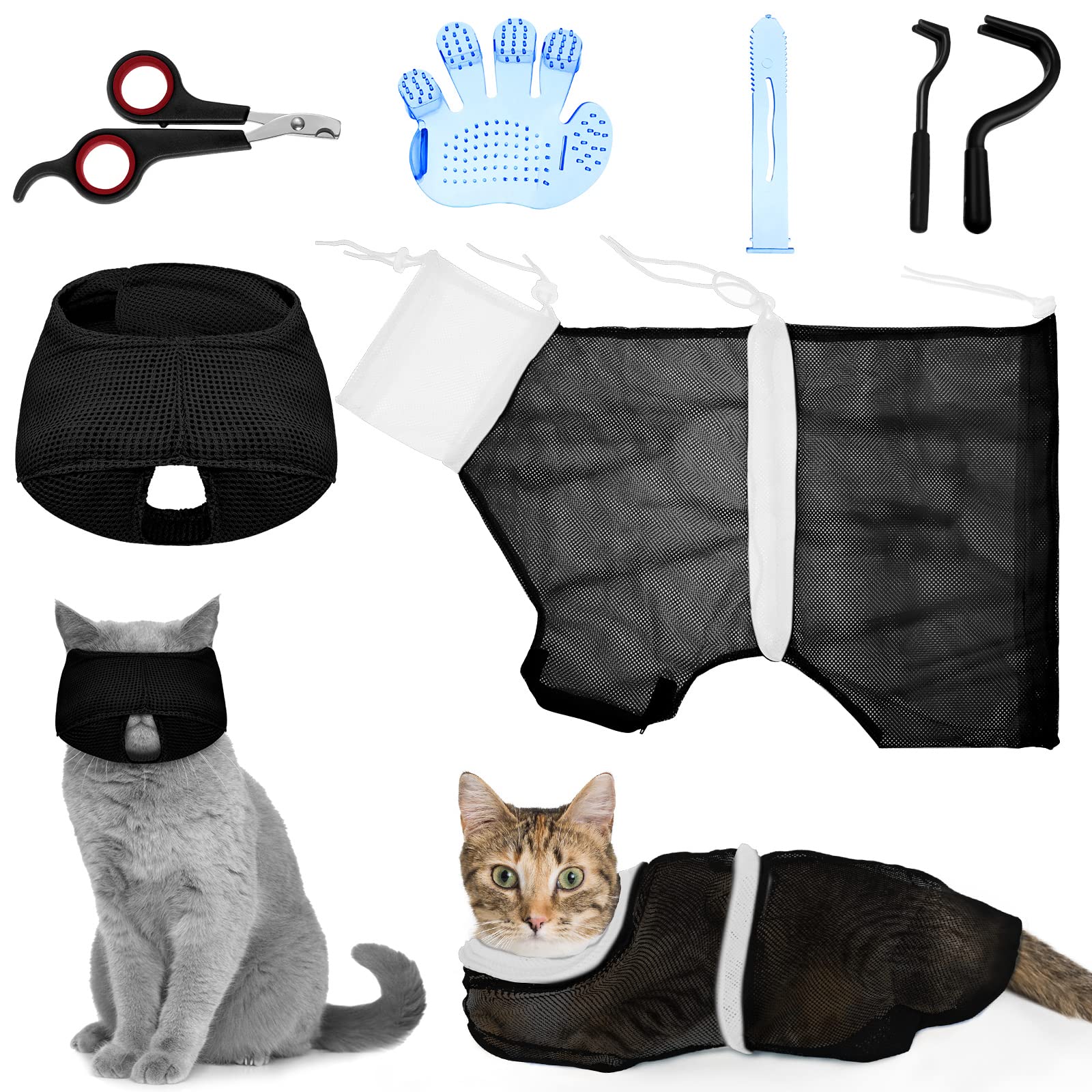 Patelai cat bathing bag in action for safe, calm bath time.