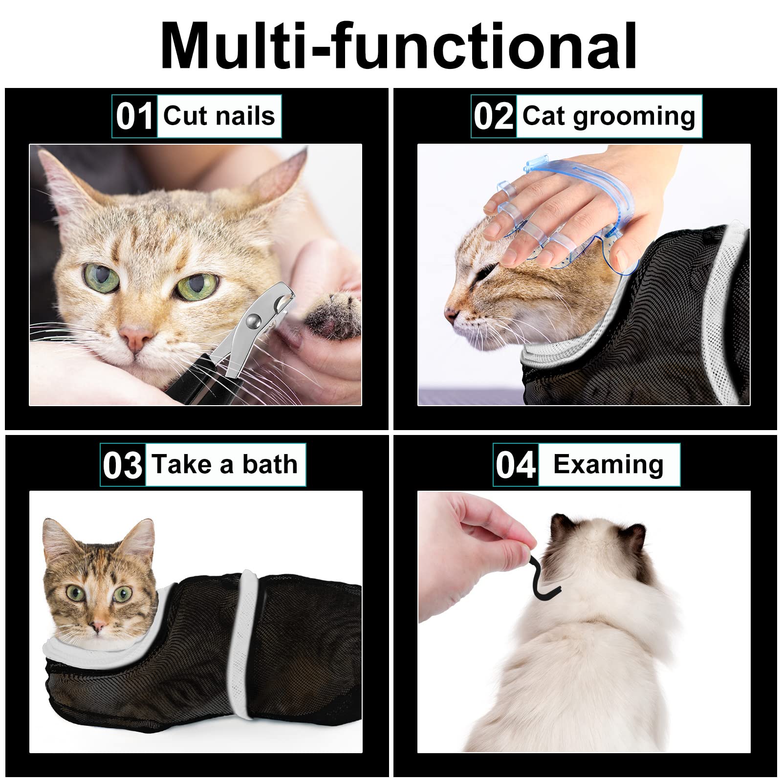 Patelai cat-massage-brush provides gentle detangling during baths.