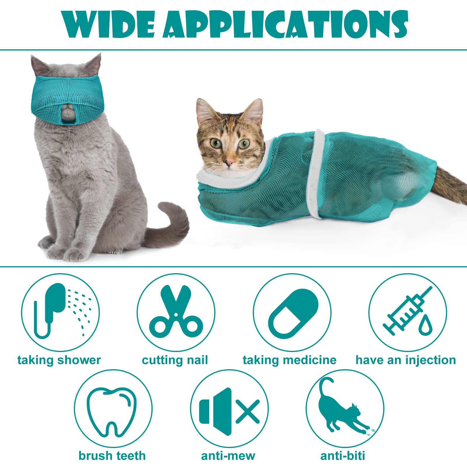 Patelai cat muzzle large size for safer bath time.