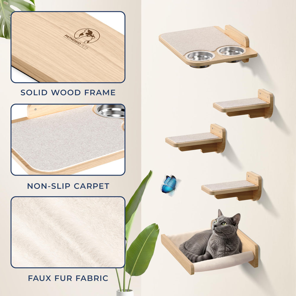 PATHOSIO PETS dog-proof feeding station keeps meals tidy and safe from curious pets.